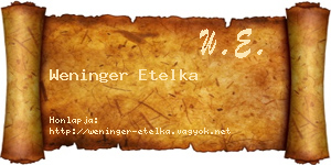 Weninger Etelka névjegykártya